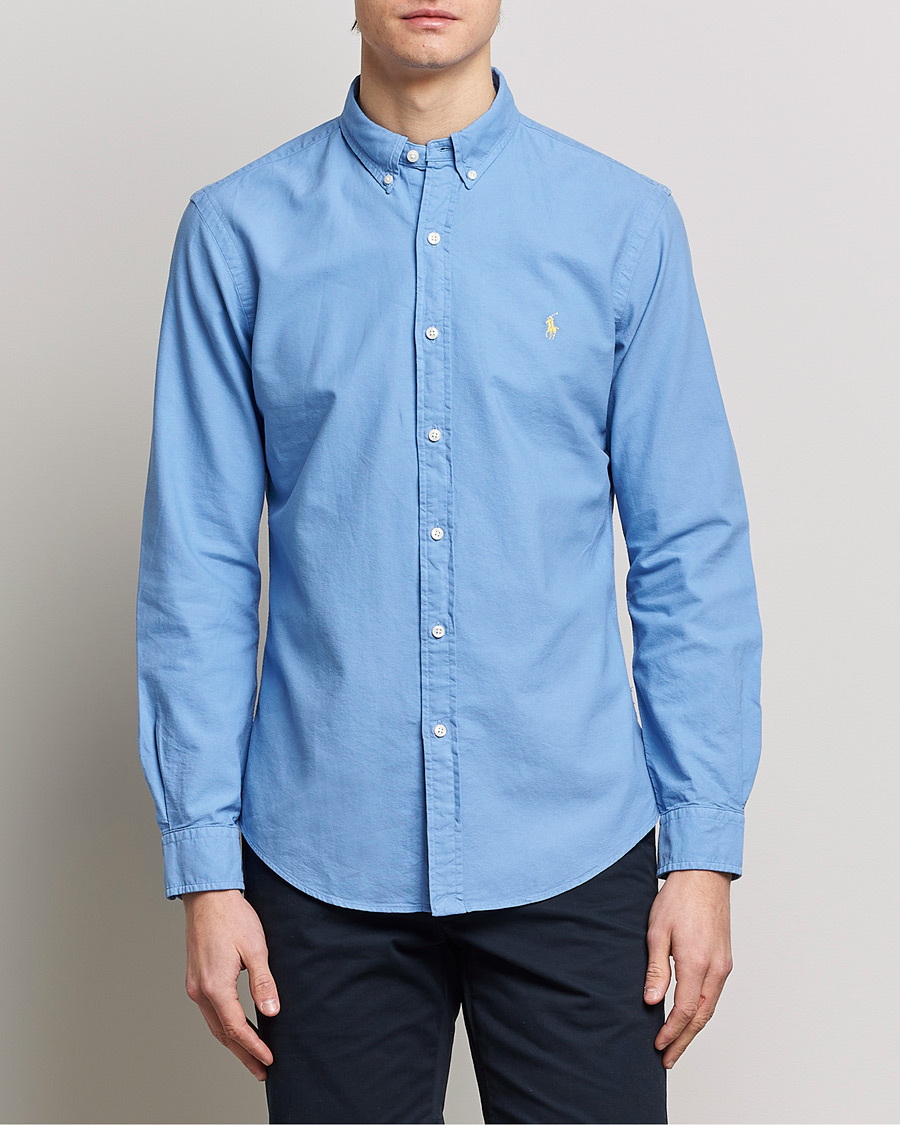 Men |  | Polo Ralph Lauren | Slim Fit Garment Dyed Oxford Shirt Blue