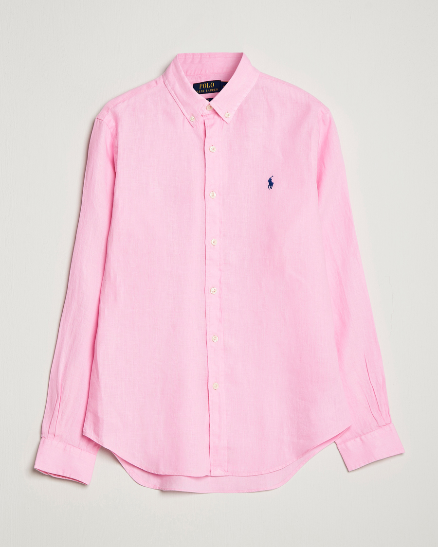 Polo Ralph Lauren Slim Fit Linen Button Down Shirt Carmel Pink at CareOfCar