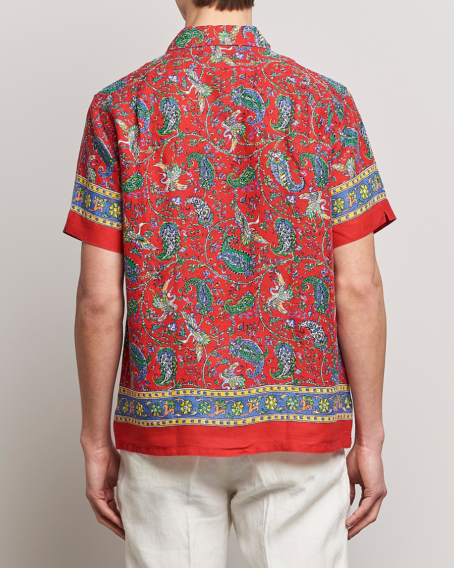 Polo Ralph Lauren Linen Printed Camp Collar Shirt Red Multi at