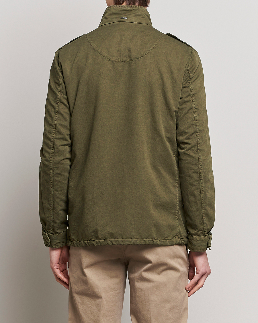 Herno Washed Cotton/Linen Field Jacket Army Green at CareOfCarl.com