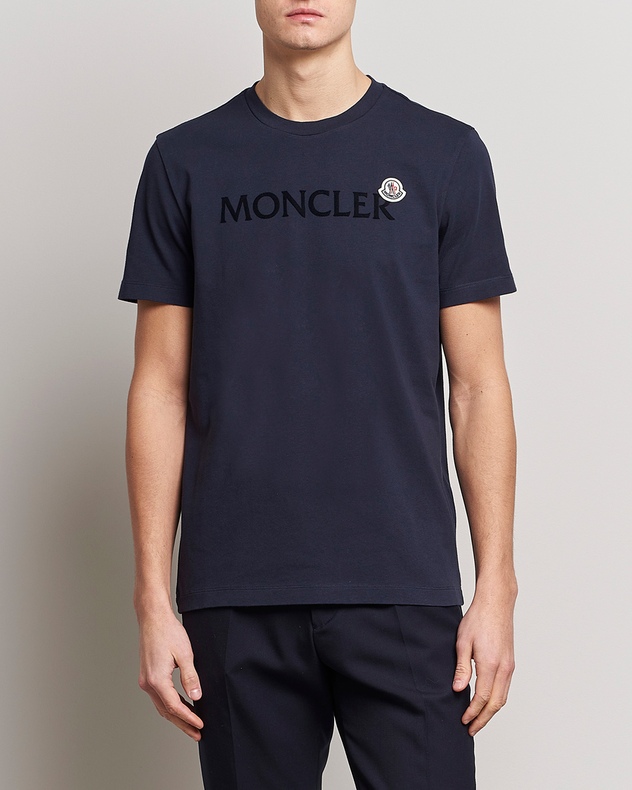 Moncler Lettering T Shirt Navy at CareOfCarl