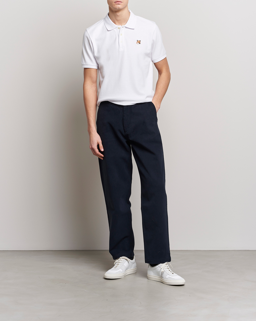 Maison Kitsuné Fox Head Polo White at CareOfCarl.com