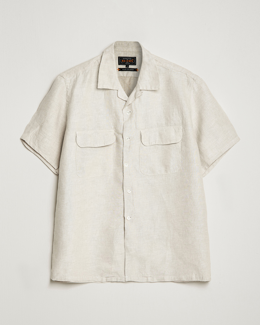 BEAMS PLUS Linen/Chambray Camp Shirt Natural at CareOfCarl.com