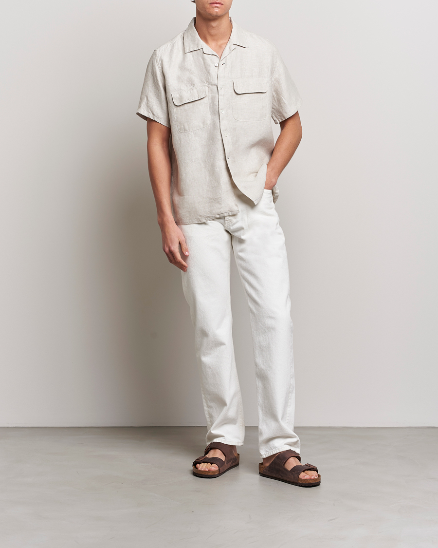 BEAMS PLUS Linen/Chambray Camp Shirt Natural at CareOfCarl.com