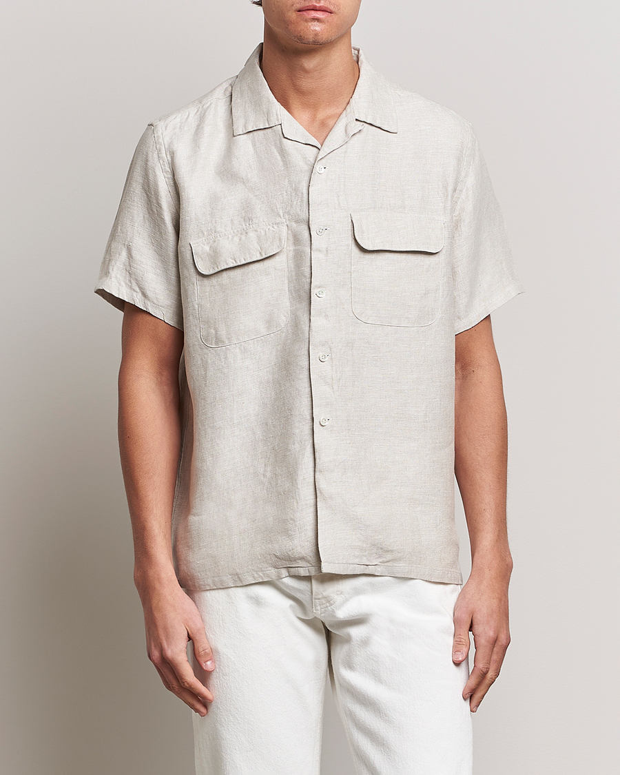 BEAMS PLUS Linen/Chambray Camp Shirt Natural at CareOfCarl.com