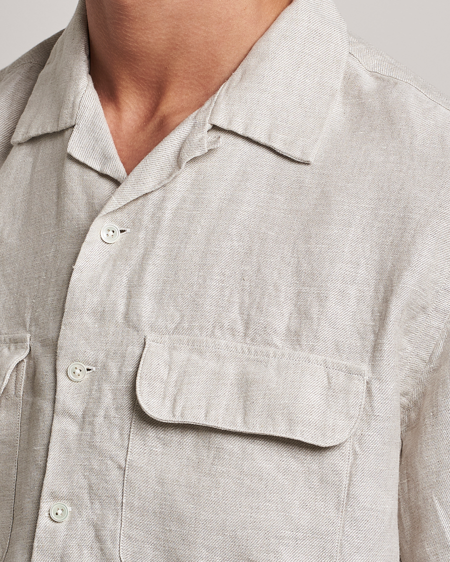 BEAMS PLUS Linen/Chambray Camp Shirt Natural at CareOfCarl.com