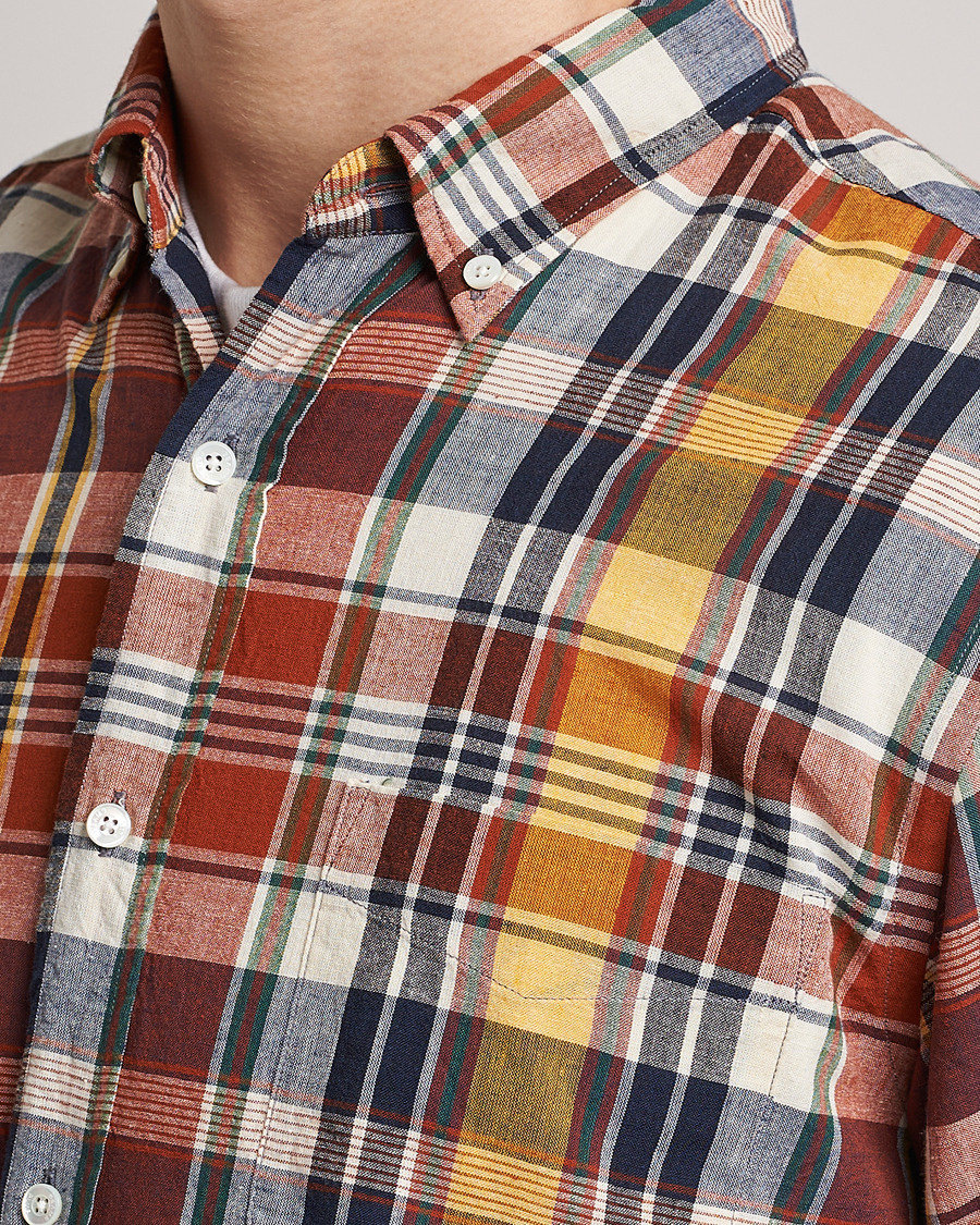 BEAMS PLUS Indian Madras Button Down Shirt Brown Check at