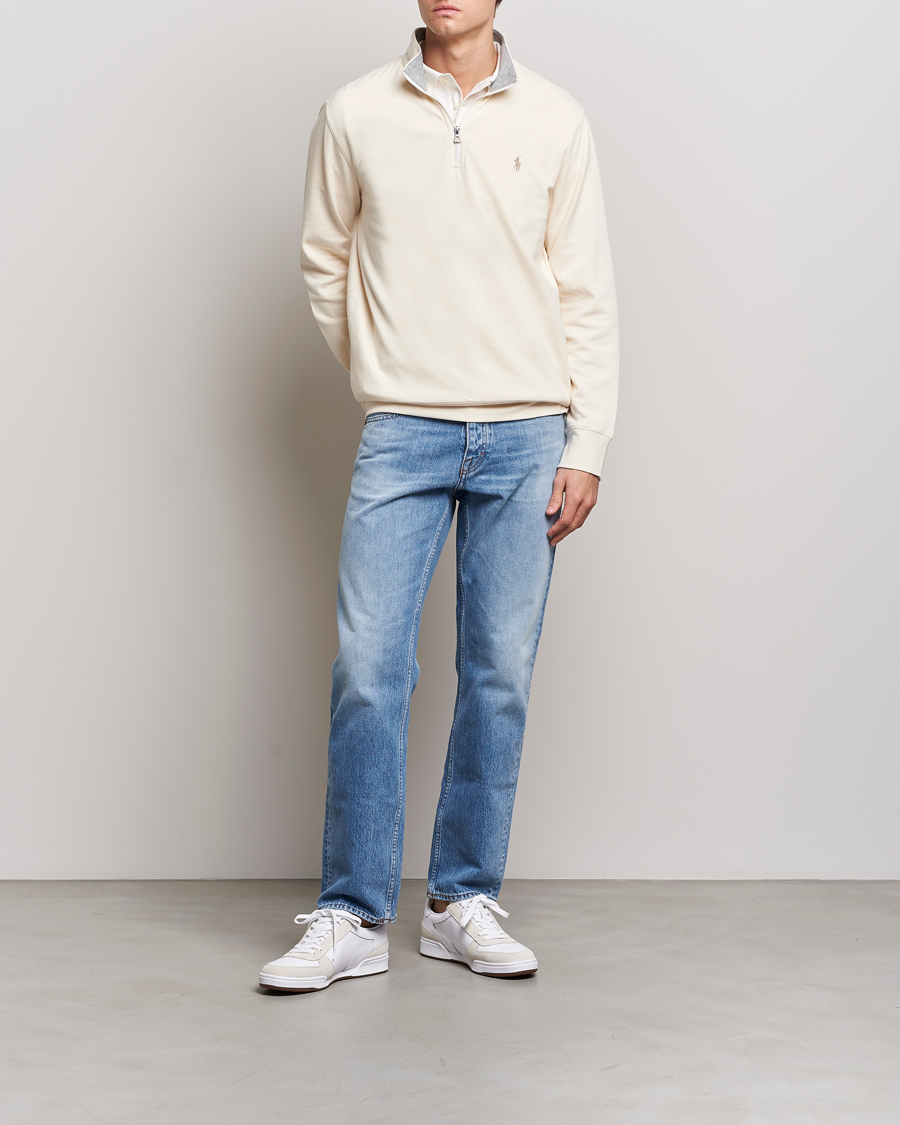 Mens cream cheap half zip sweater