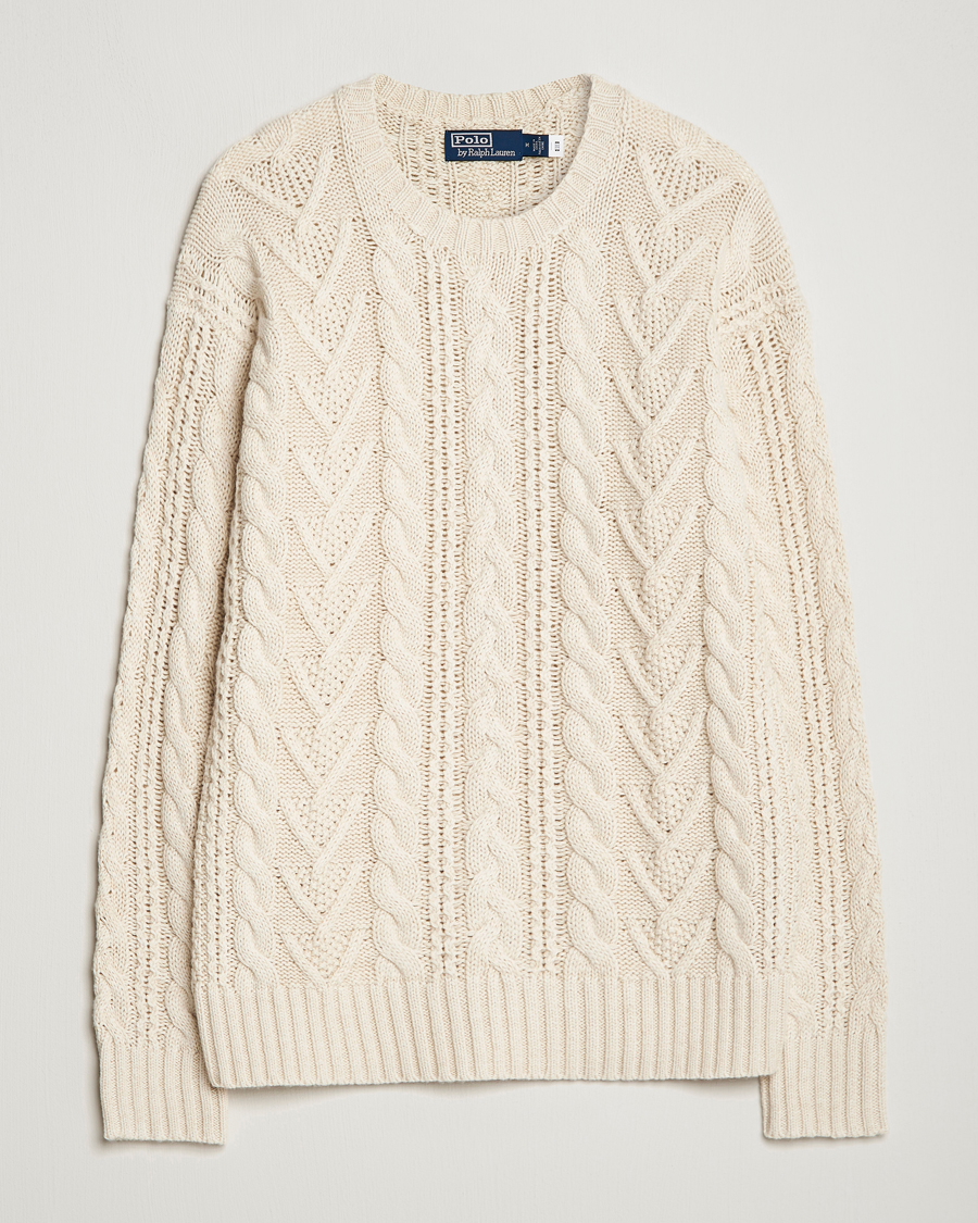 Polo Ralph Lauren Knitted Fishermen Sweater Cream at CareOfCarl.com