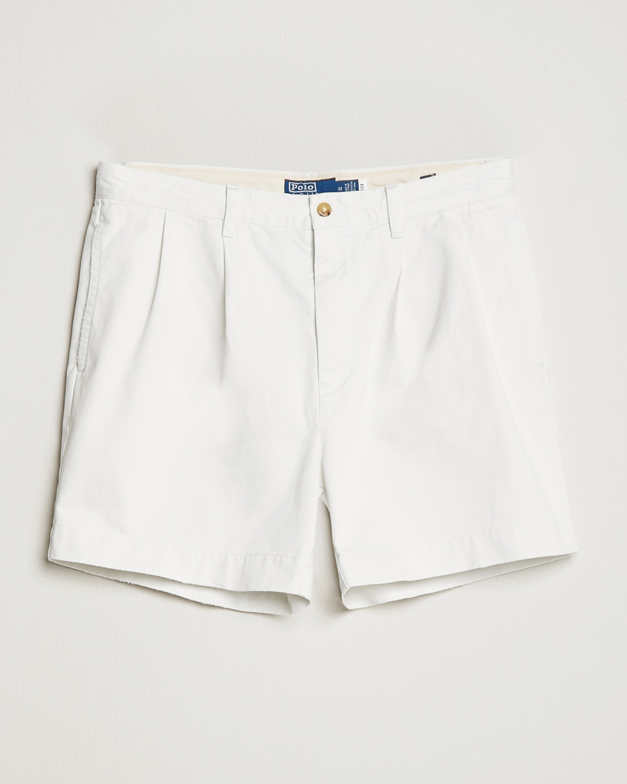 Mens white pleated shorts on sale