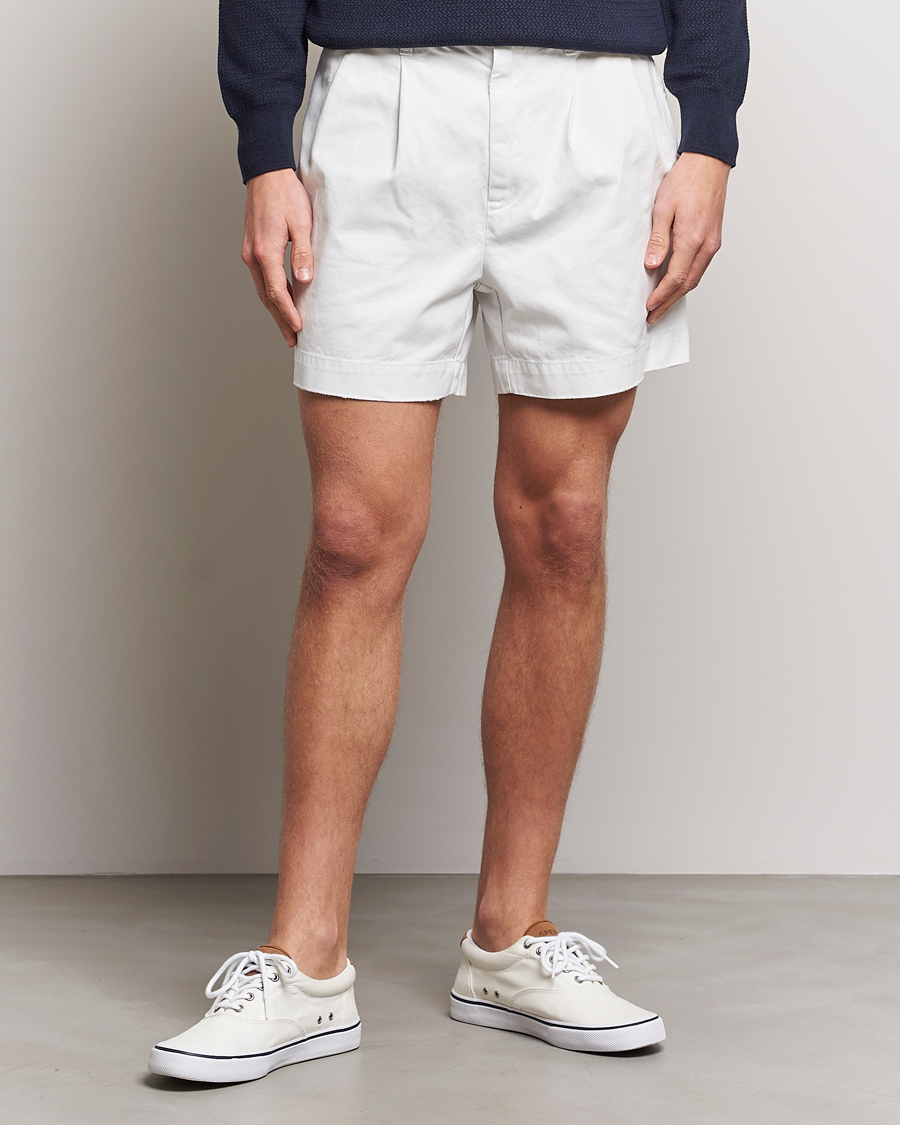 All white store polo shorts