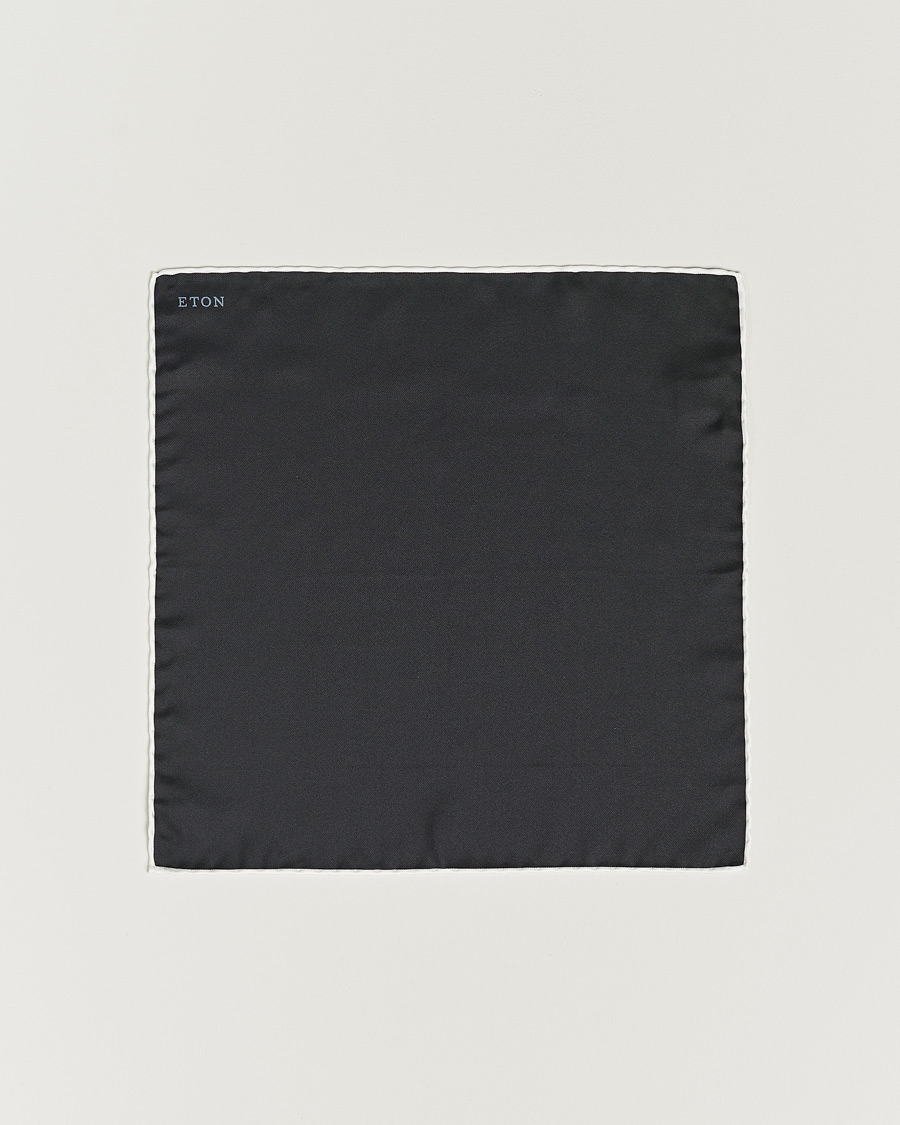 Eton Silk Pocket Square Black at CareOfCarl.com