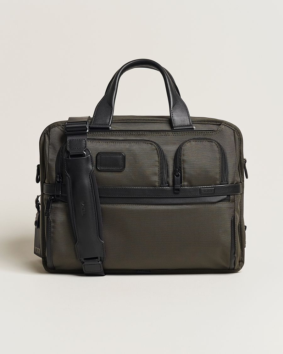 TUMI Alpha 3 Expandable Organizer Laptop Brief Olive Night at CareOfCarl