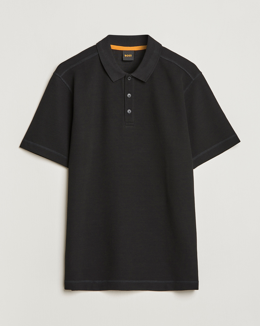 BOSS ORANGE Petempesto Knitted Polo Black at CareOfCarl.com