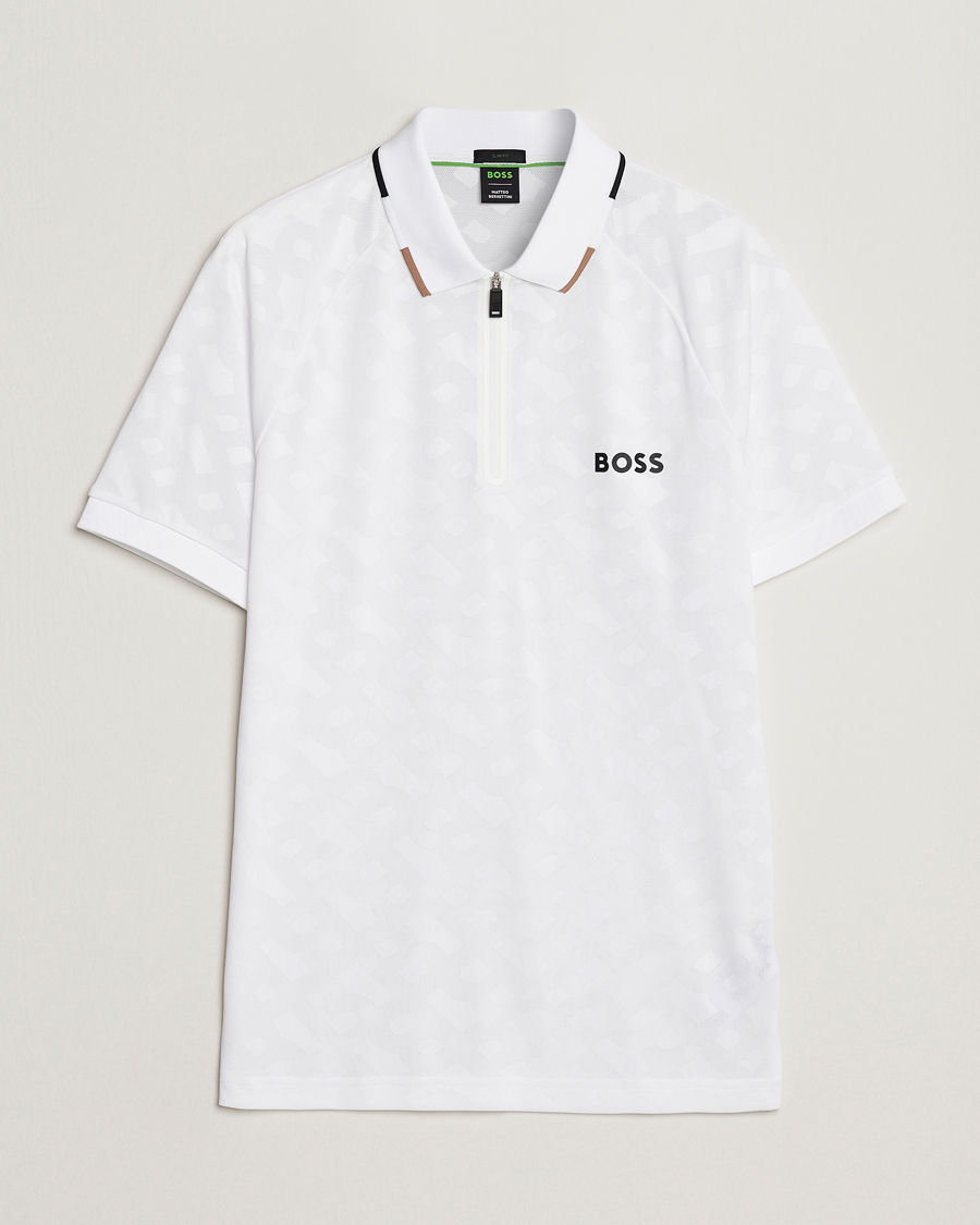 BOSS GREEN Philix MB Monogram Polo White at CareOfCarl.com