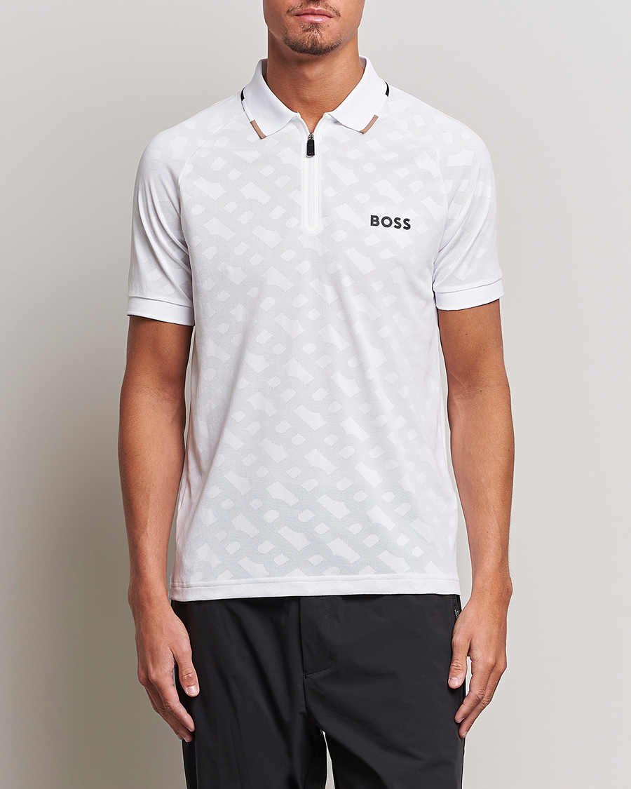 BOSS GREEN Philix MB Monogram Polo White at CareOfCarl.com