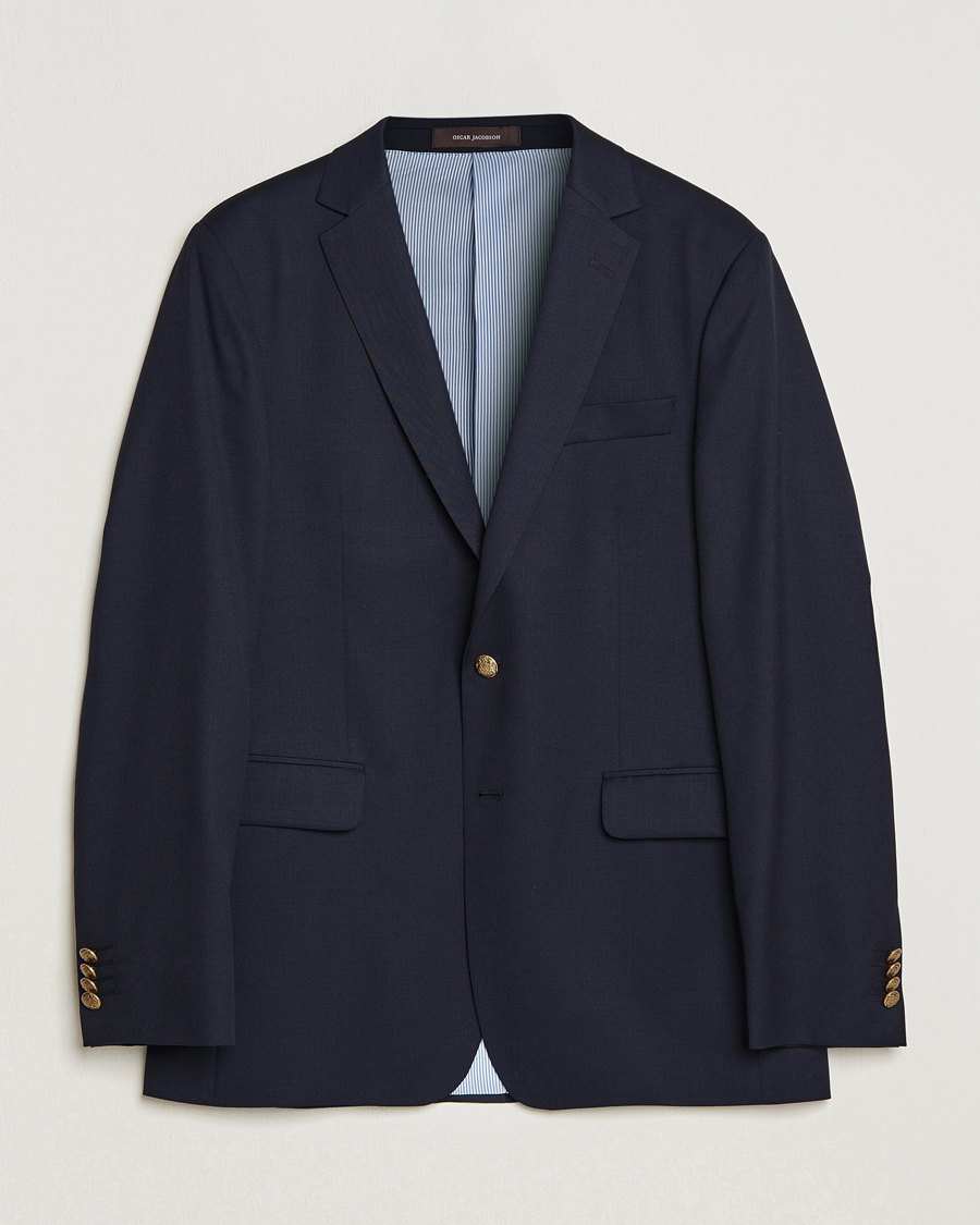 Oscar Jacobson John Club Wool Blazer Navy at CareOfCarl.com