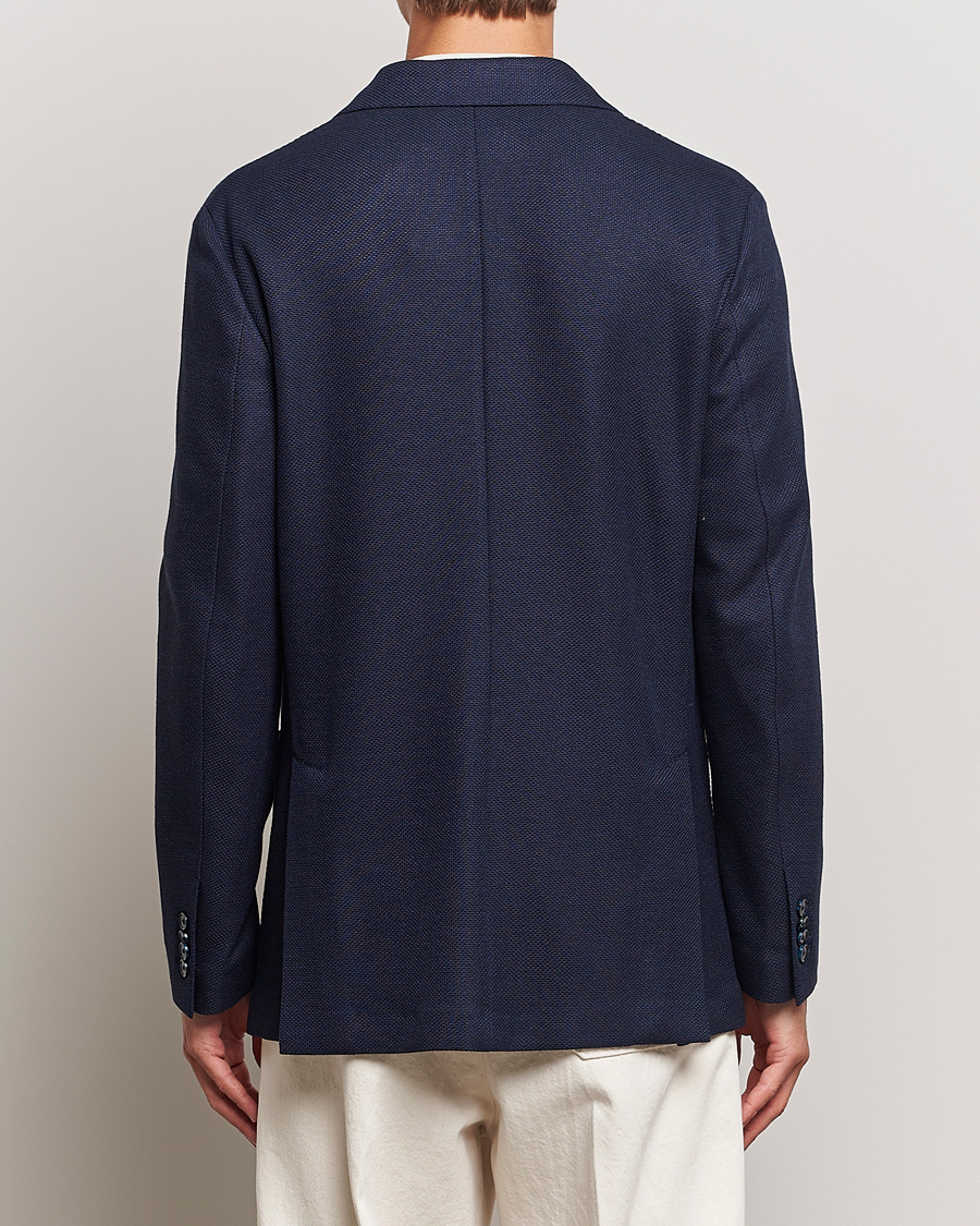 Brioni Wool/Silk Jacquard Jersey Blazer Navy at