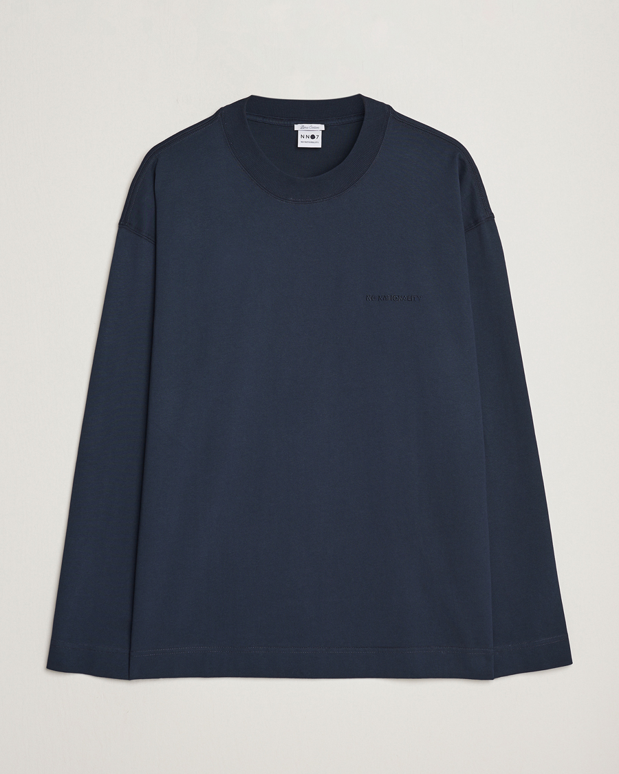 Men | T-Shirts | NN07 | Benja Pima Cotton Long Sleeve T-Shirt Navy
