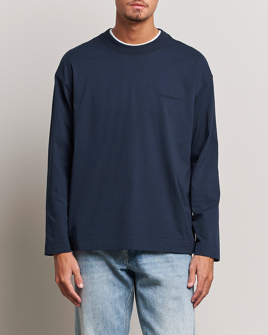 Men | T-Shirts | NN07 | Benja Pima Cotton Long Sleeve T-Shirt Navy