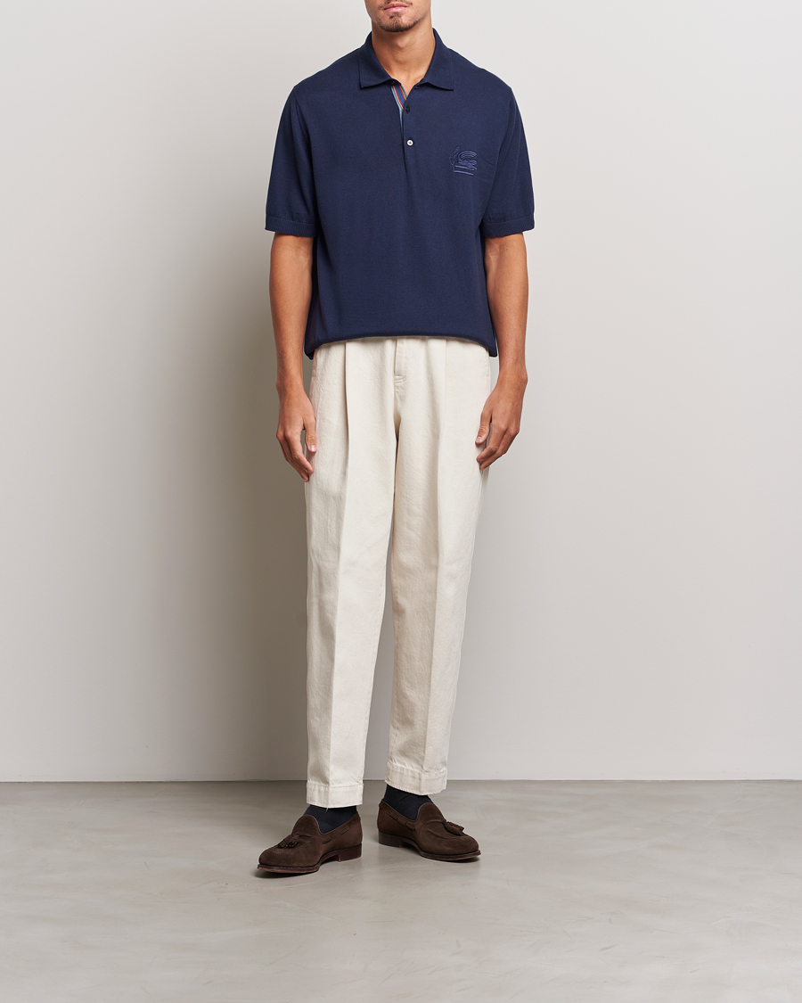 Etro Cotton Cashmere Polo Navy at CareOfCarl