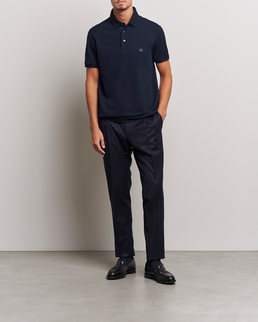 Etro Short Sleeve Contrast Polo Navy at CareOfCarl