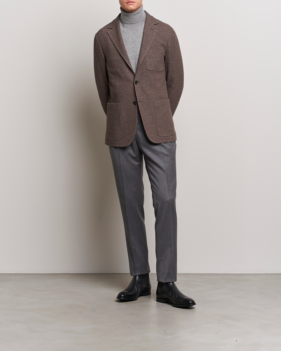 Canali Structured Wool Jersey Jacket Beige at CareOfCarl.com