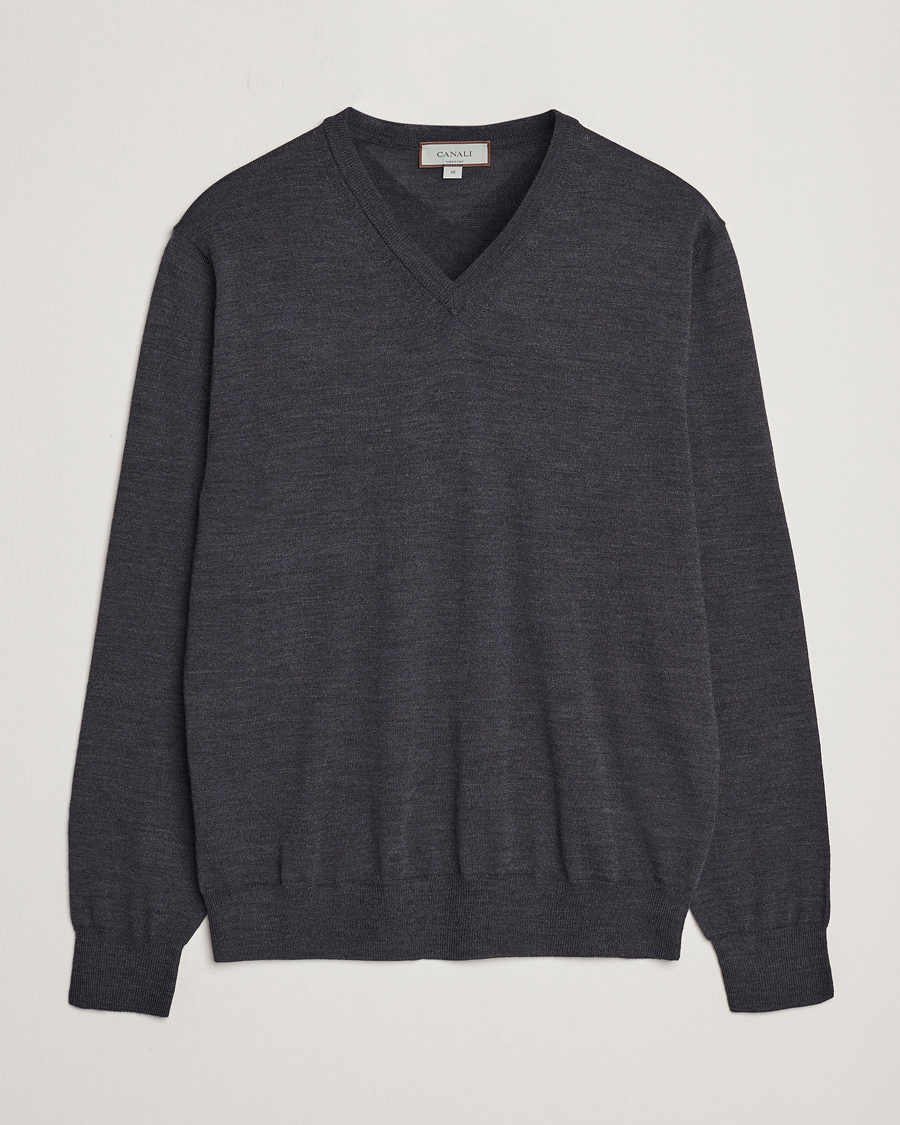 Black V-Neck Sweater By Drake's On Sale, 47% OFF