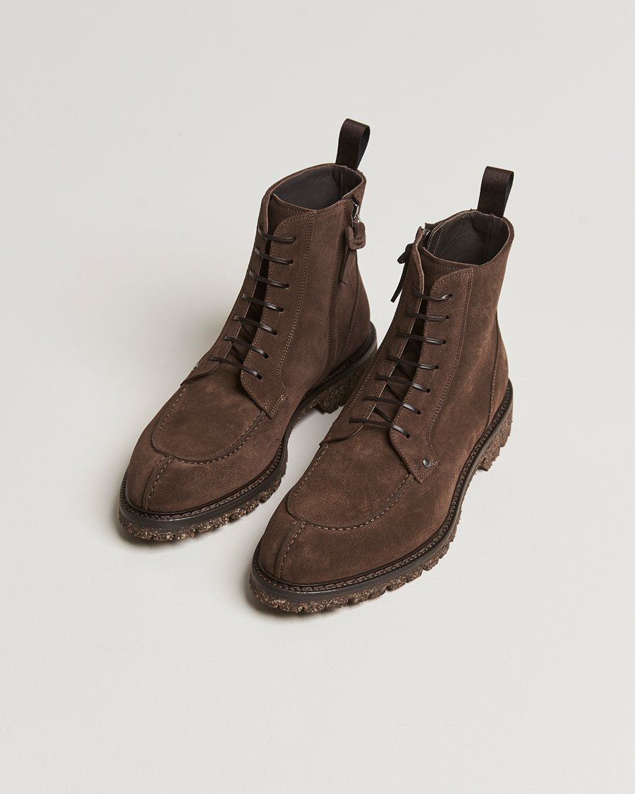 Canali Lace Up Winter Boot Dark Brown Suede at CareOfCarl.com