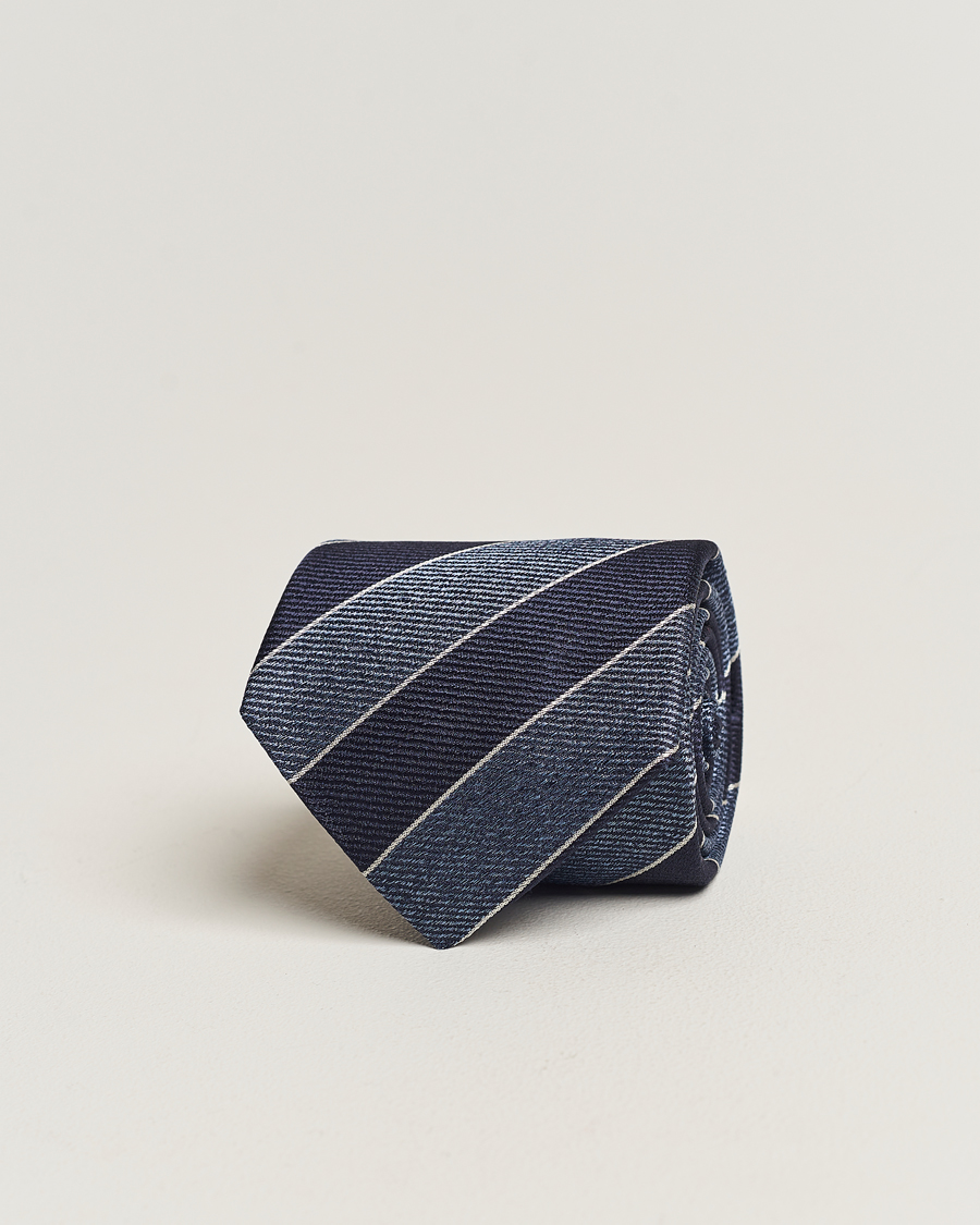 Canali Regimental Stripe Silk Tie Navy at CareOfCarl.com