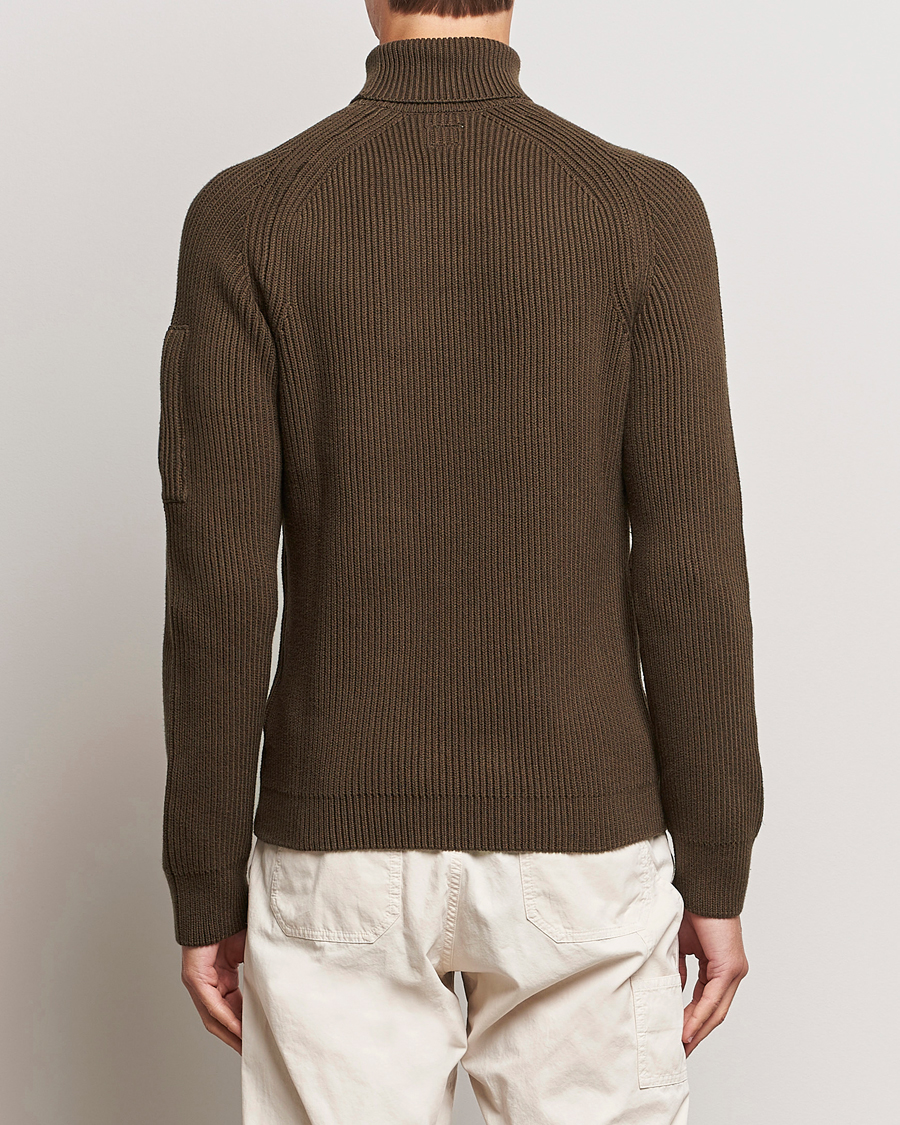 C.P. Company Full Rib Knitted Cotton Rollneck Brown at CareOfCarl.com