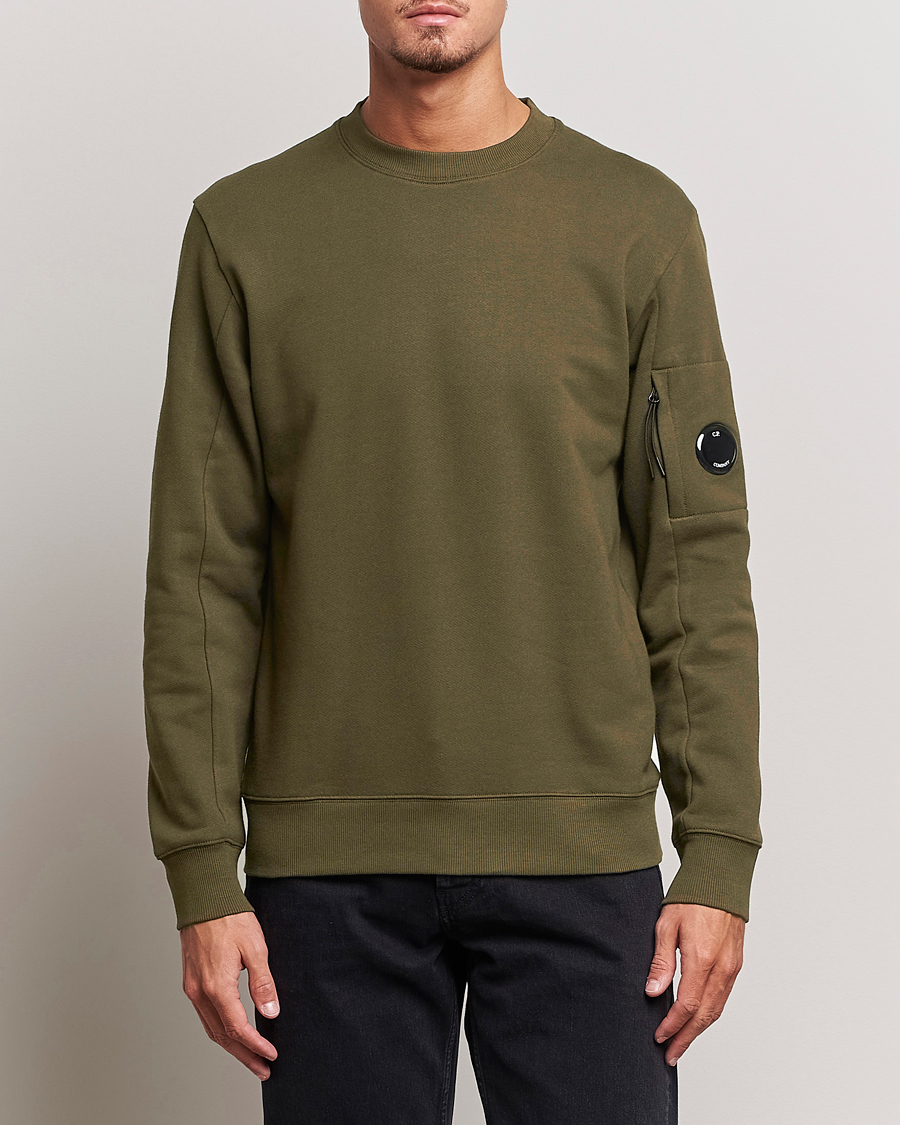 C.P. Company Diagonal Raised Fleece Lens Sweatshirt Military Green at CareO