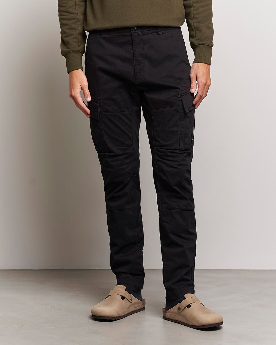 C.P. Company Stretch Satin Lens Cargo Pants Black at CareOfCarl.com