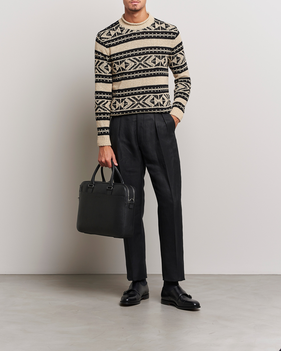 Men | Trousers | Ralph Lauren Purple Label | Byron Pleated Trousers Black