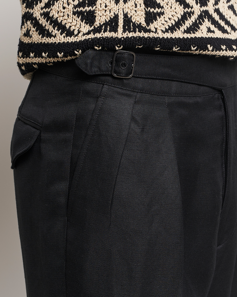 Men | Trousers | Ralph Lauren Purple Label | Byron Pleated Trousers Black