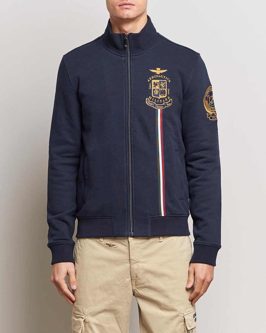 Aeronautica Militare Felpa Full Zip Sweatshirt Dark Blue at