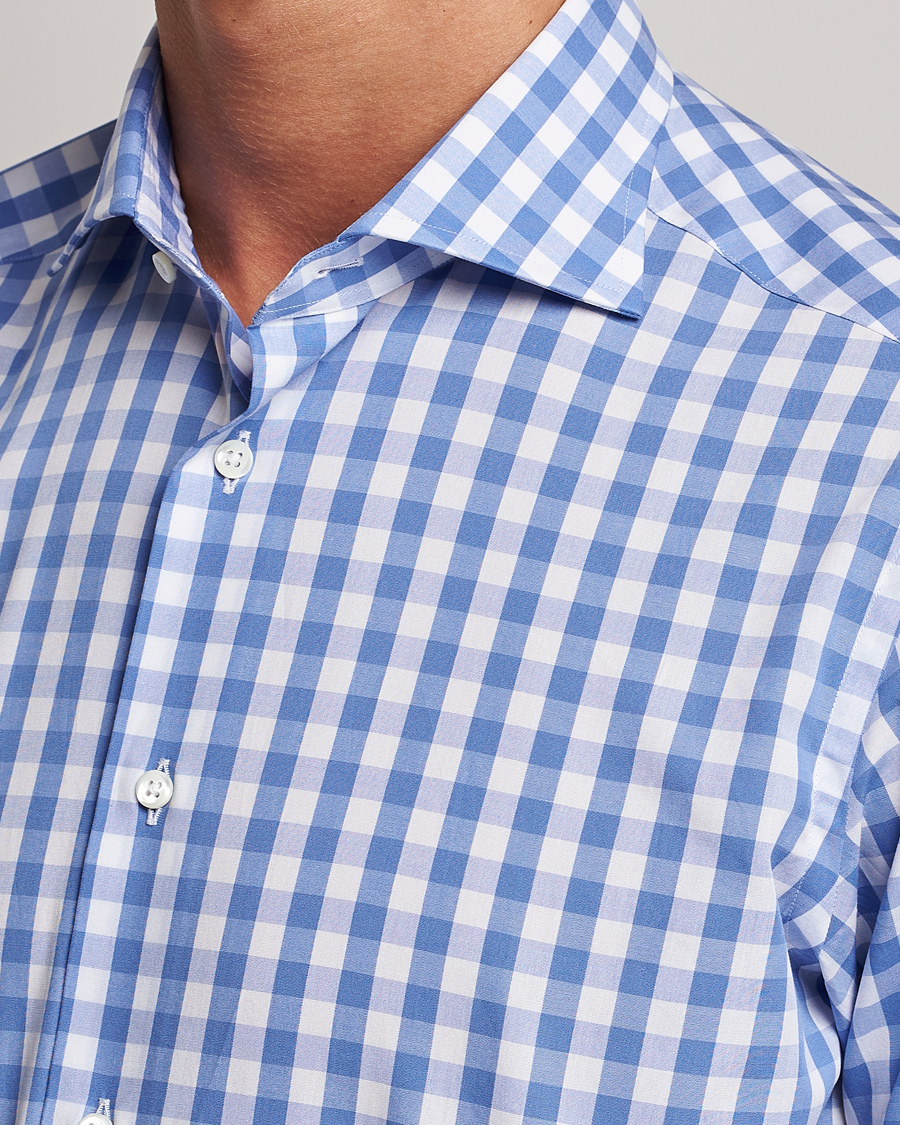 Kamakura Shirts Slim Fit Broadcloth Spread Shirt Blue Gingham at