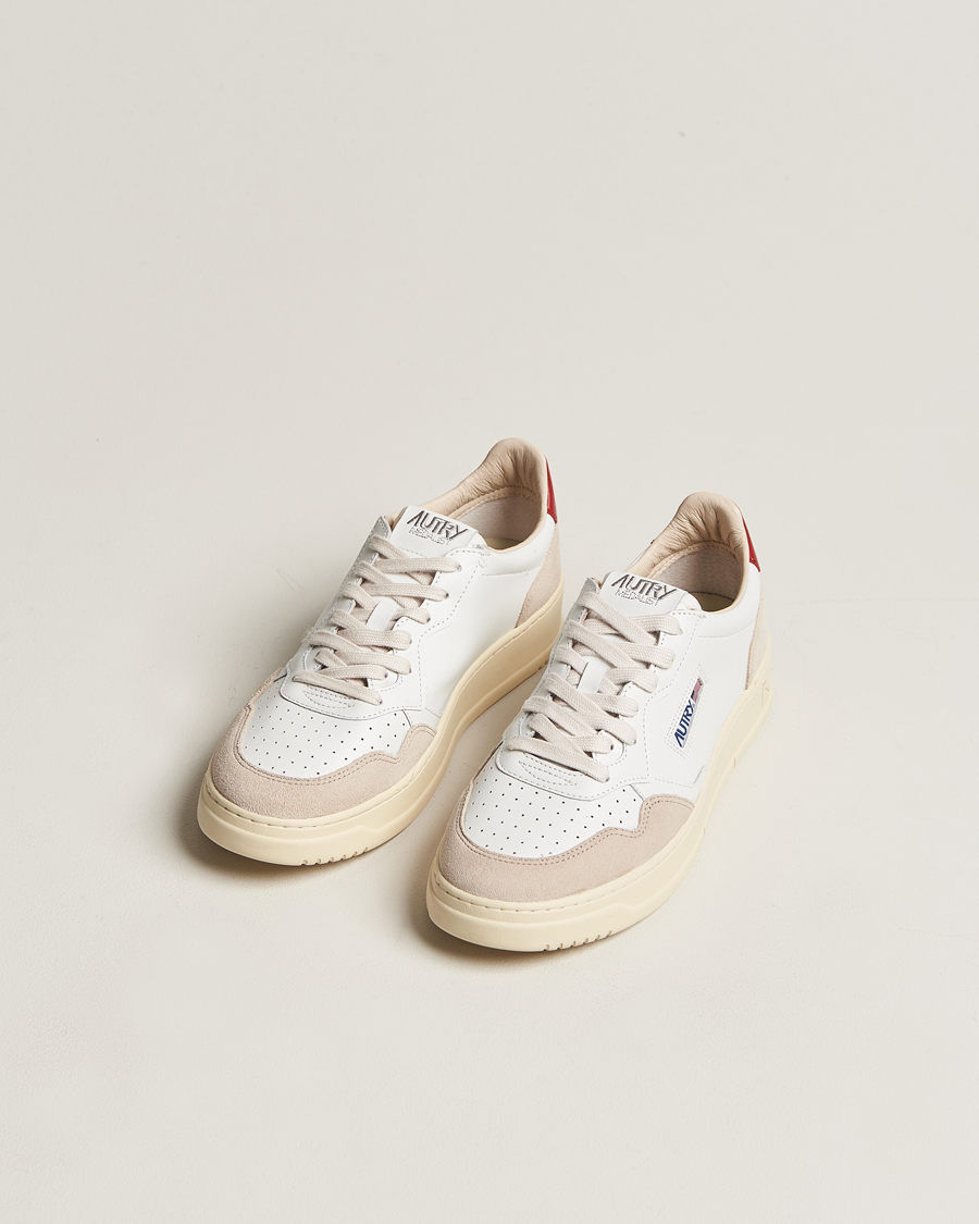 Men | Sneakers | Autry | Medalist Low Leather/Suede Sneaker White/Red
