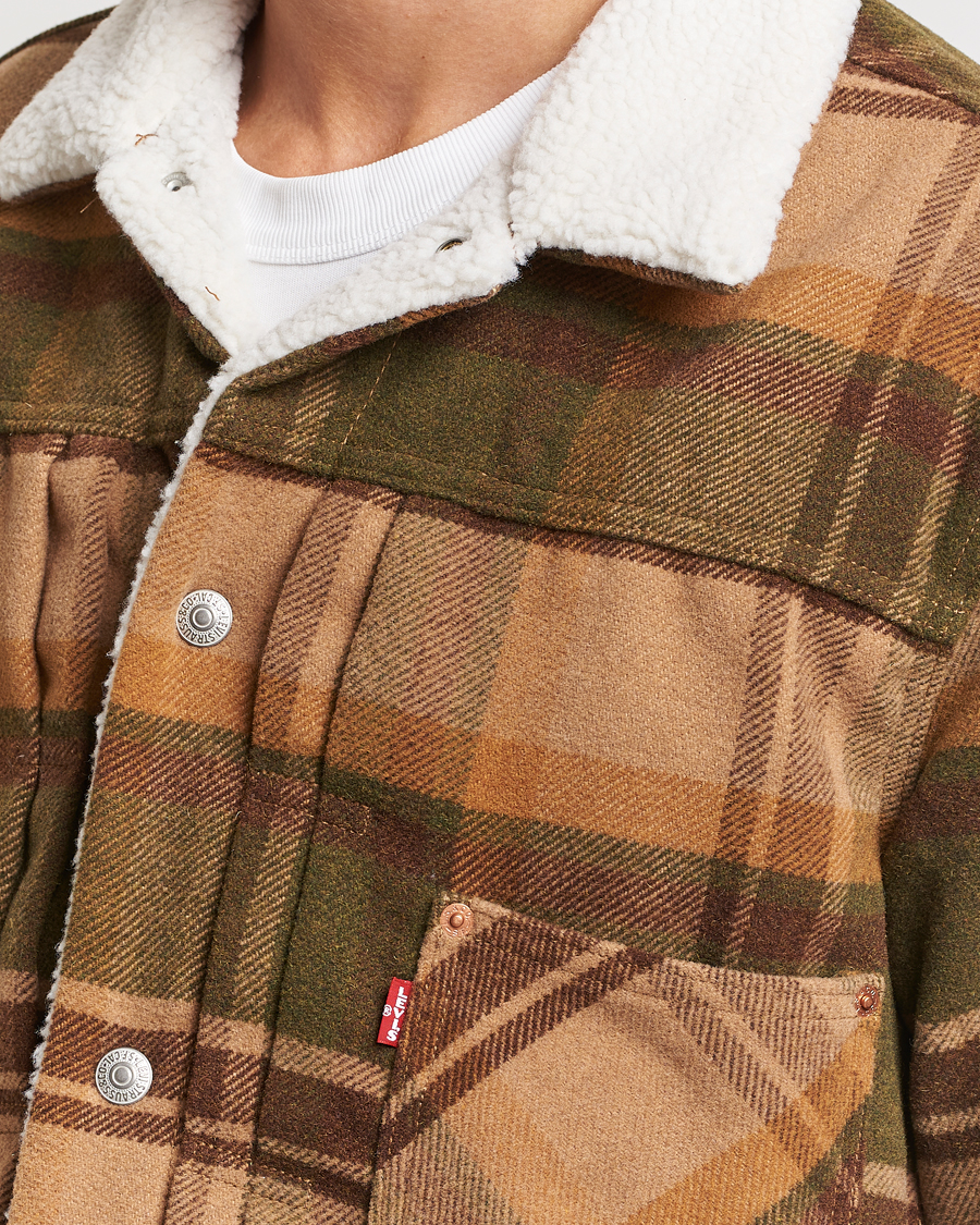 Levi's burnt orange 2024 plaid sherpa jacket