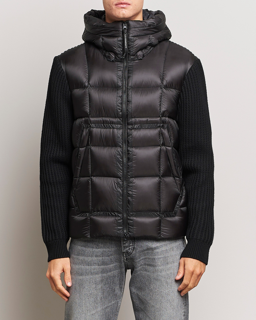 C.P. Company Merino Wool Padded Hybrid Hood Jacket Black at CareOfCarl.com