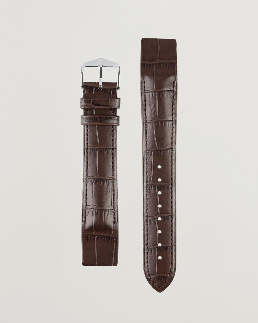 HIRSCH Duke Embossed Leather Watch Strap Black at CareOfCarl