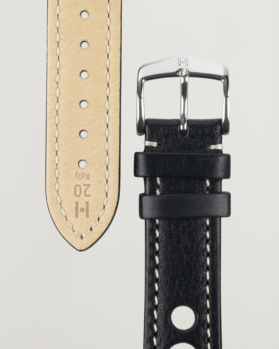 Men |  | HIRSCH | Rally Natural Leather Racing Watch Strap Black