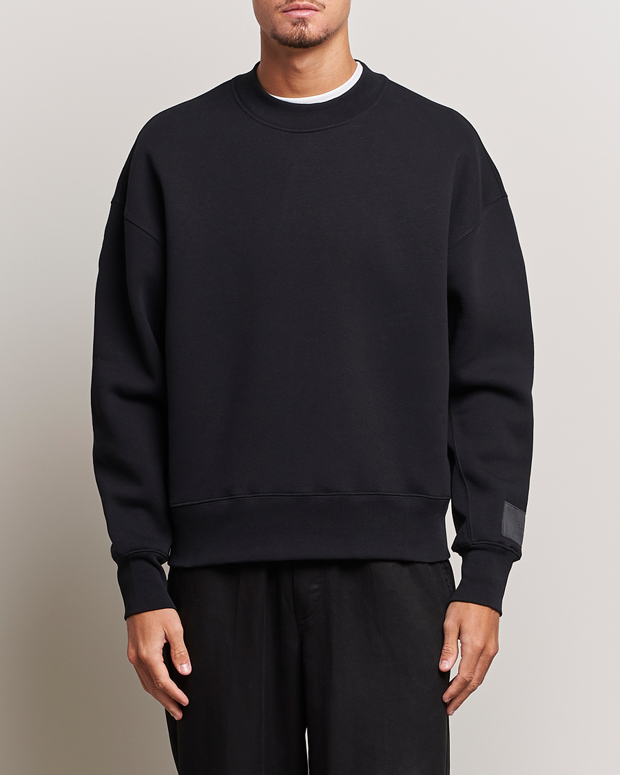 AMI Brushed Cotton Crew Neck Sweatshirt Black at CareOfCarl.com