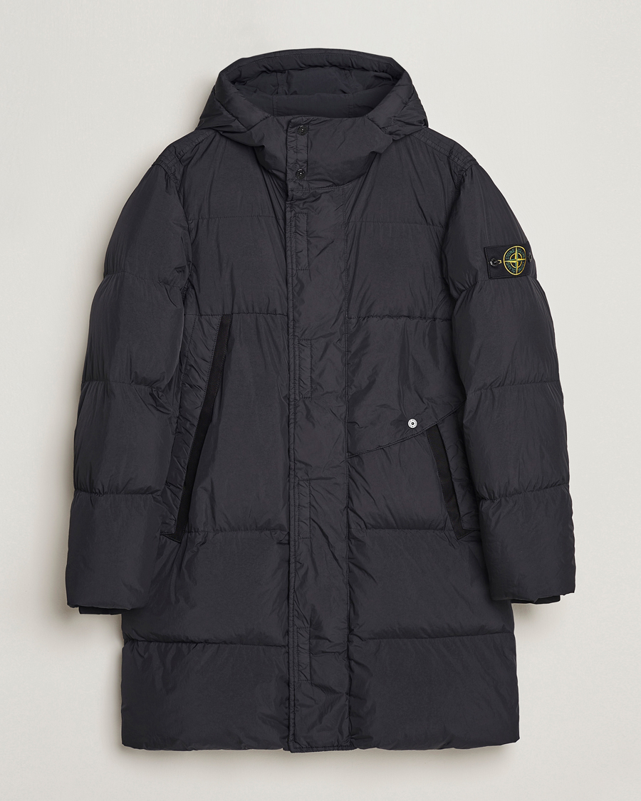 Stone Island Garment Dyed Recycled Nylon Long Down Jacket Black at CareOfC