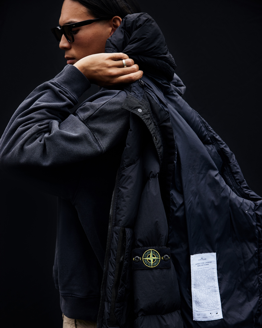 Stone Island Garment Dyed Recycled Nylon Down Jacket Black S