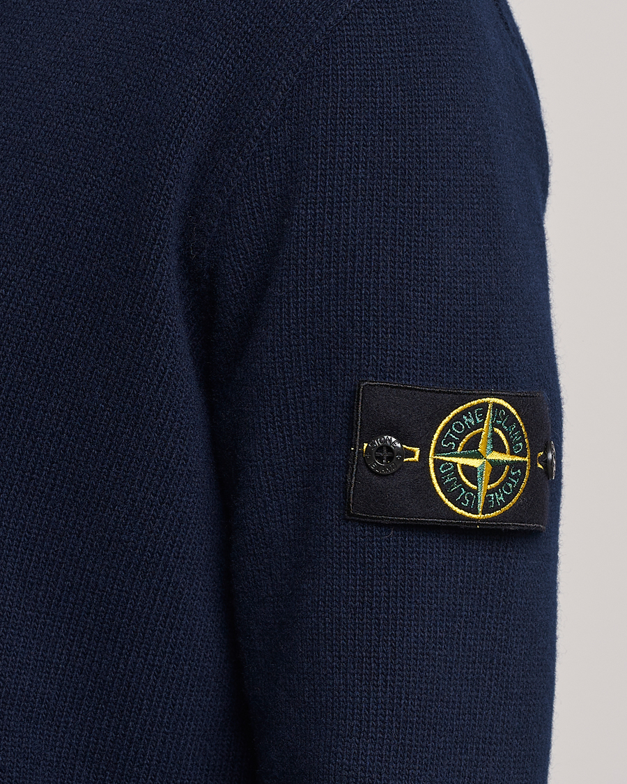 Stone Island Knitted Geelong Wool Cardigan Navy Blue at CareOfCarl.com