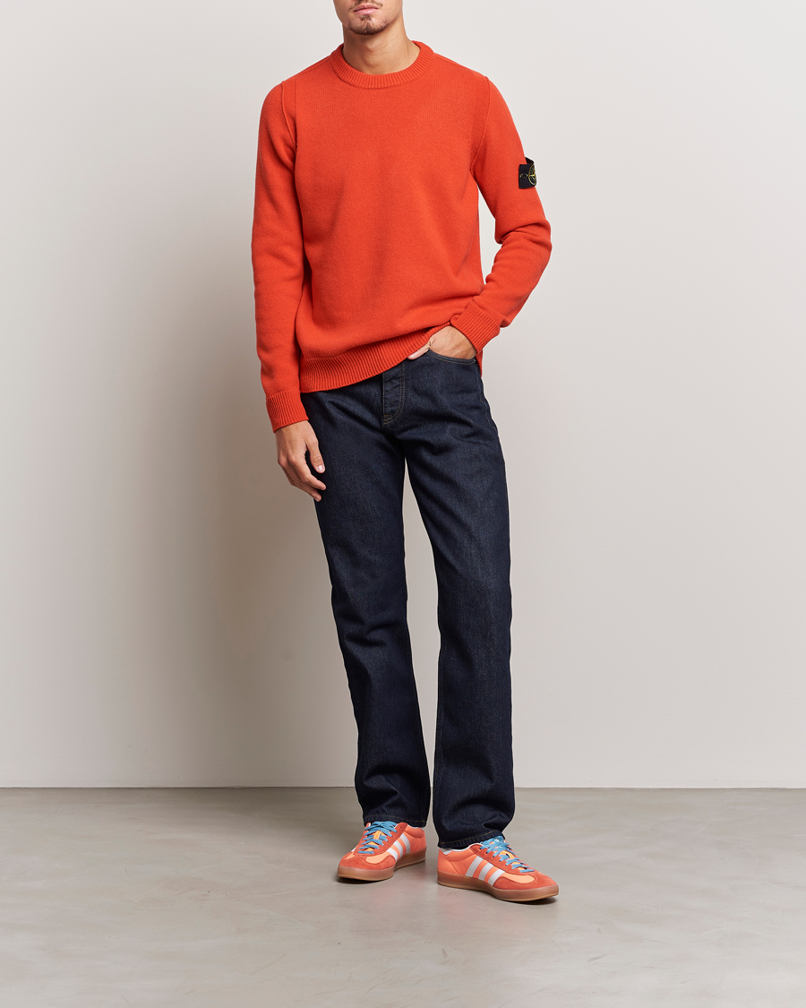 Men | Sweaters & Knitwear | Stone Island | Knitted Lambwool Sweater Orange Red
