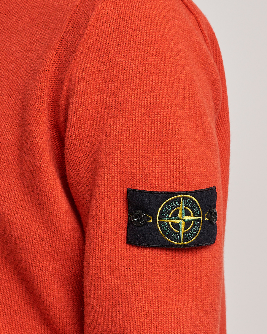 Men | Sweaters & Knitwear | Stone Island | Knitted Lambwool Sweater Orange Red