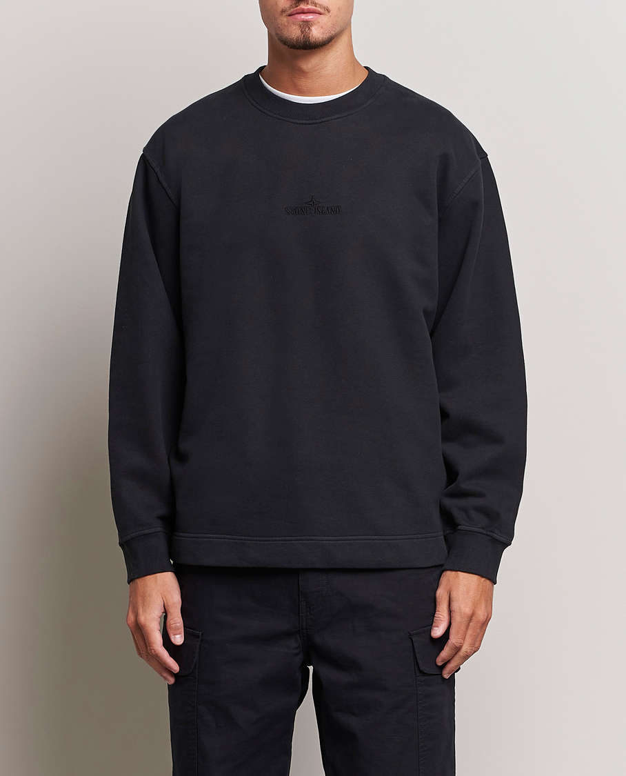 Stone island garment dyed crew clearance sweat black