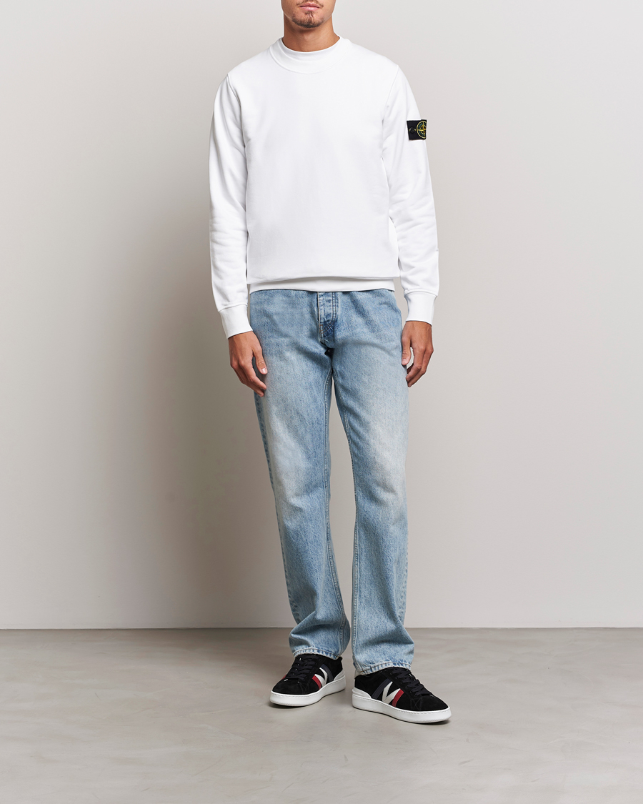 Stone Island Garment Dyed Fleece Sweatshirt White at CareOfCarl.com